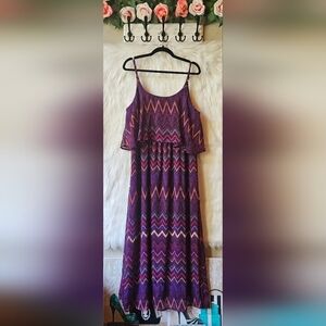 Faded Glory Aztec Bohemian Tiered Maxi Sundress